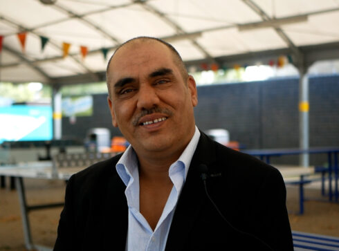 Portrait of Shir Mohammad, an Afghan refugee, whilst being interviewed by The Bell Foundation.
