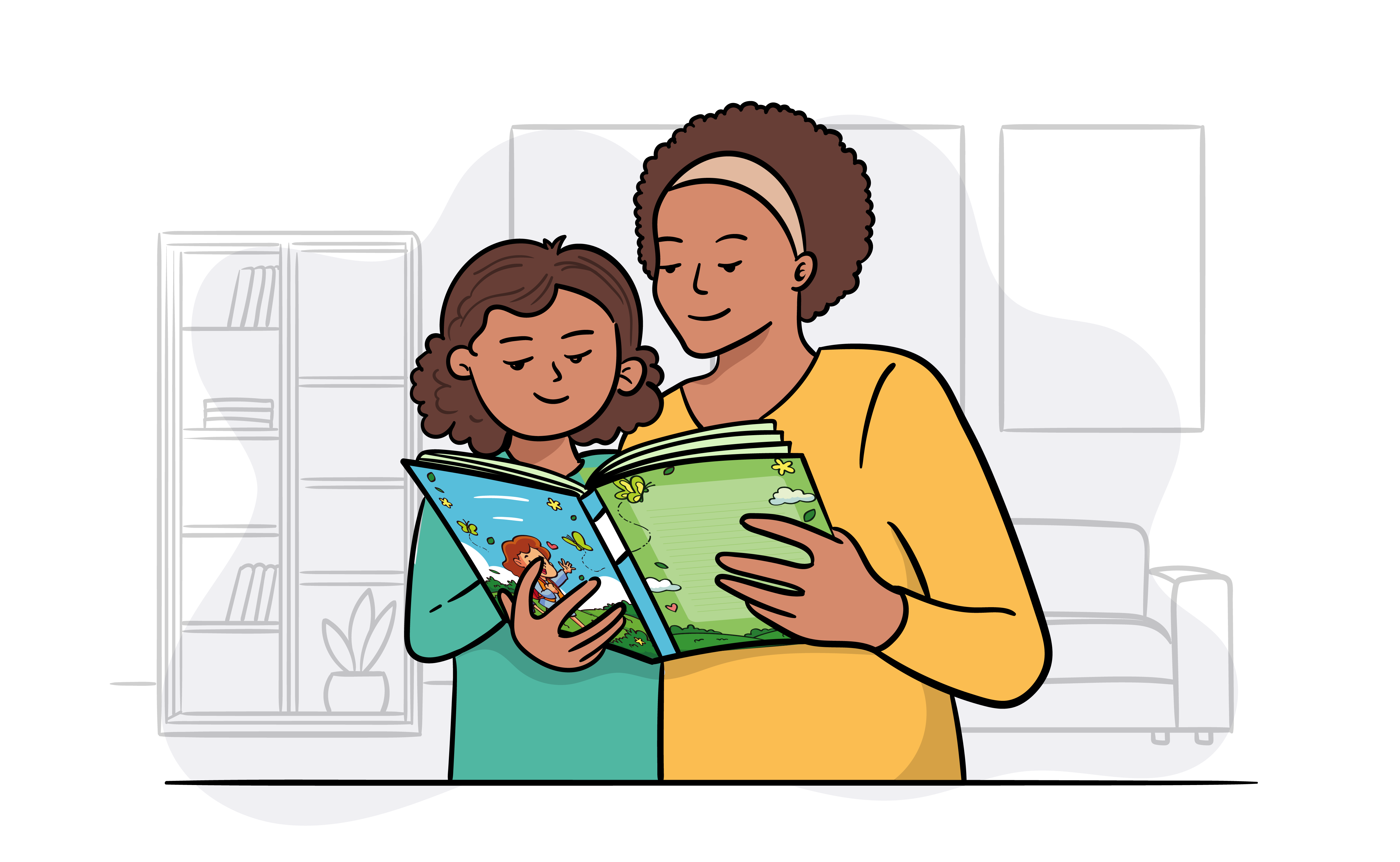 Parents Reading To A Young (5 Or 6 Yr Old Child) A Book In Their Home Language. Copy Parents Reading To A Young (5 Or 6 Yr Old Child) A Book In Their Home Language. Copy