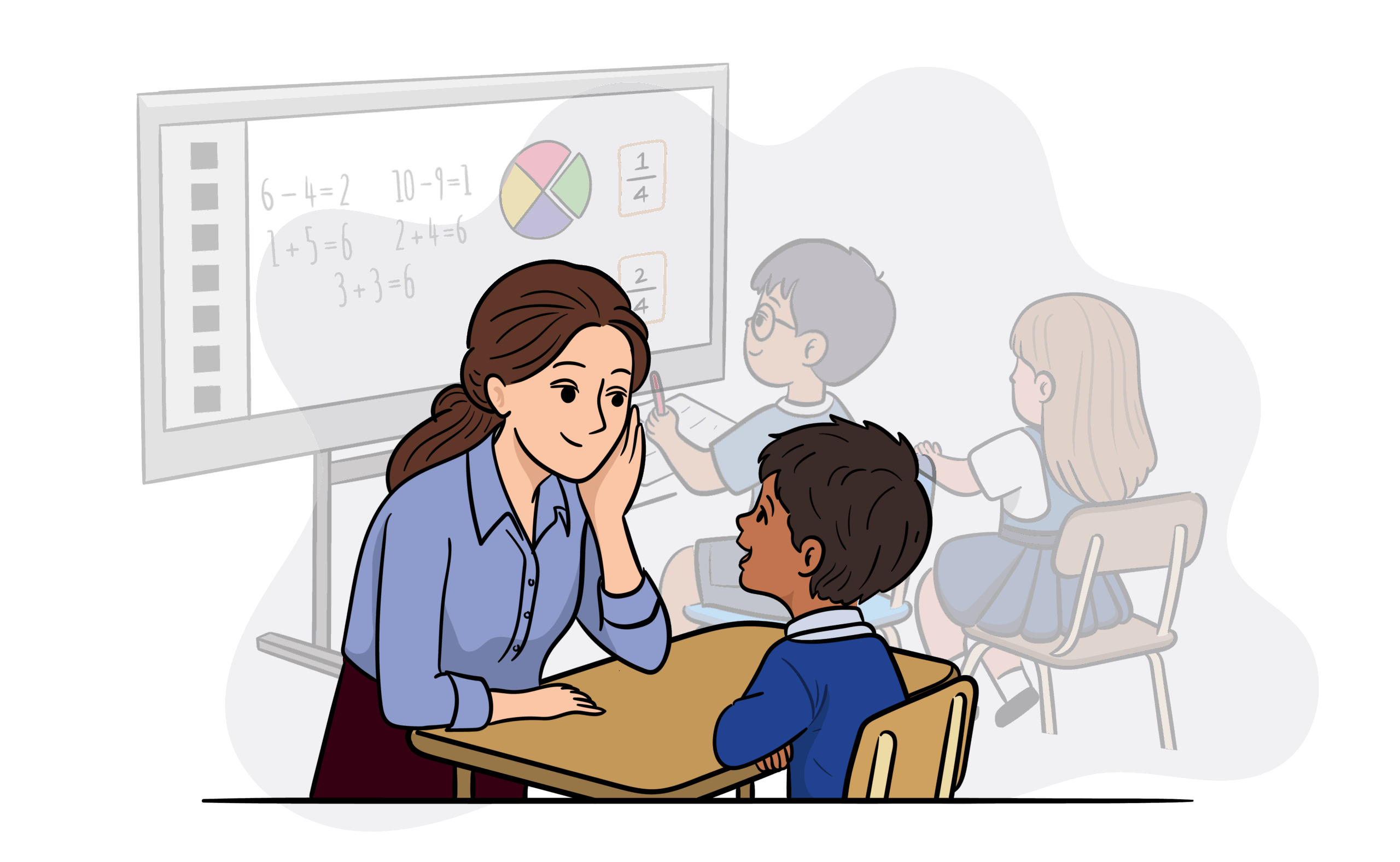 Female Teacher Leaning In And Listening To A Primary School Child Copy