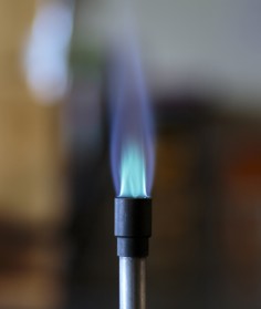 Blue flame on a Bunsen burner