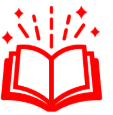 Icon of an open book (with stars 'coming out of it')